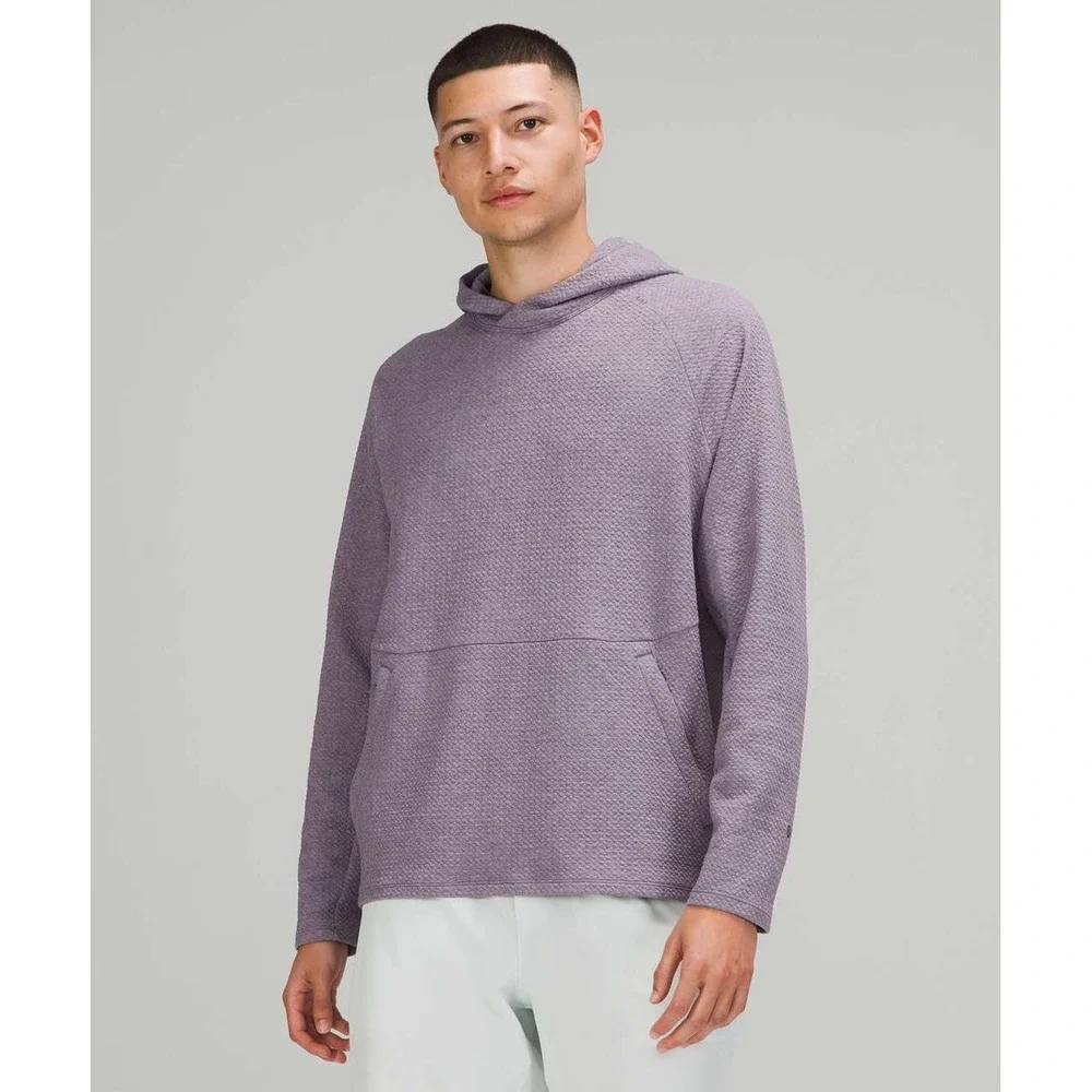 Lululemon At Ease Hoodie Mens Medium Purple Textured Pullover Athleisure Gym